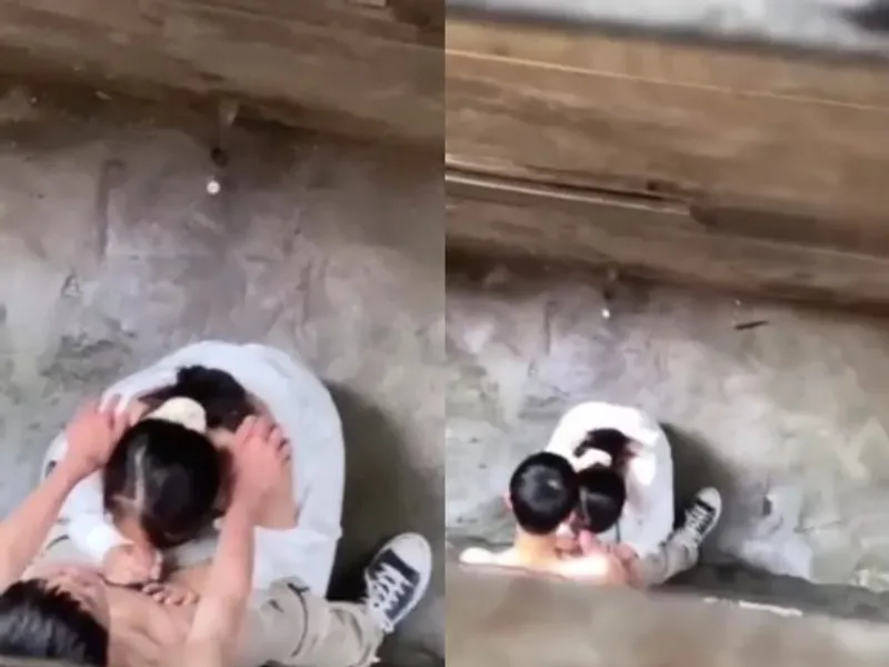 Quay lén em học sinh liếm buồi anh bồ ở khe nhà