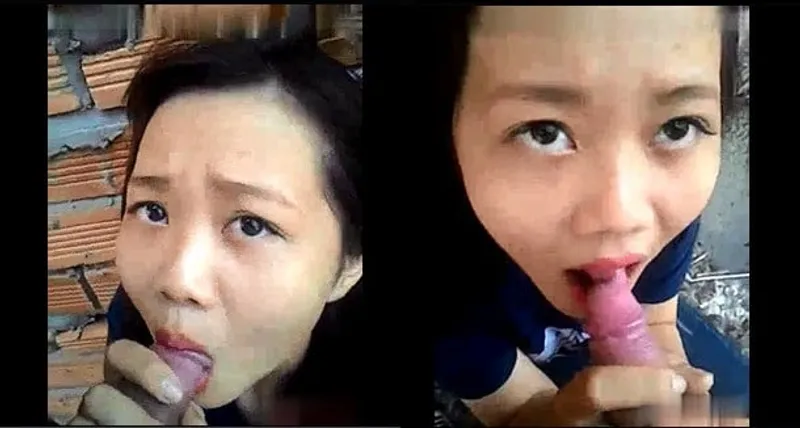 Bạn gái mút chim ở vườn sau nhà