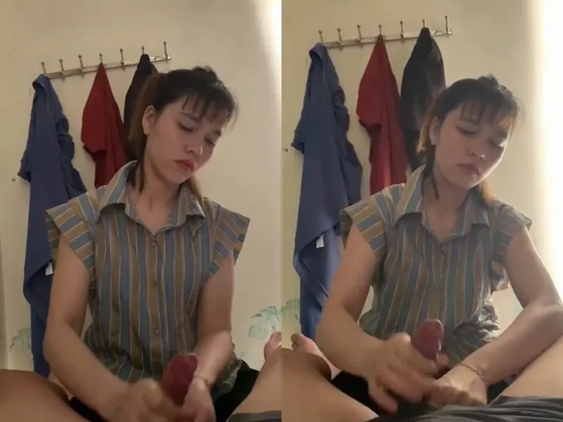 Anh trai đi vắng, ép vợ mới cưới của anh trai sục chuối xuất tinh